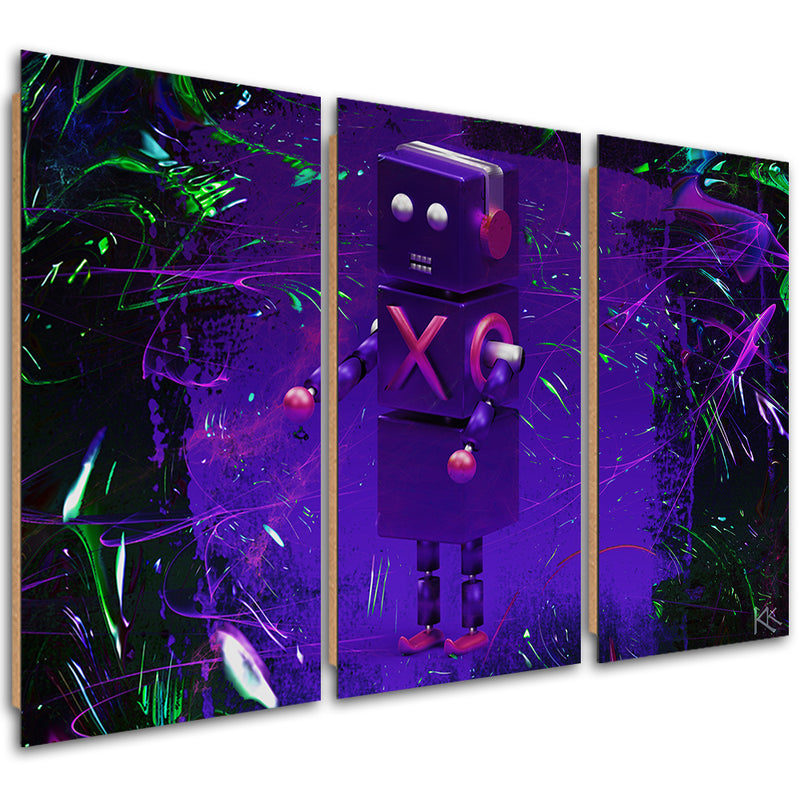 Panel decorativo con imagen de tres piezas, jugador de juegos robot