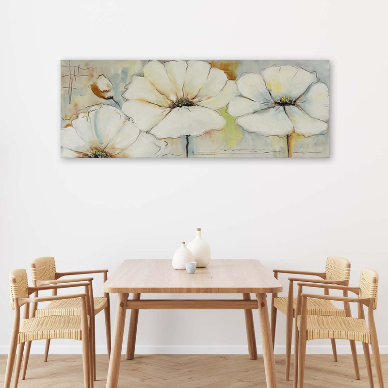Canvas print, Three flowers and a bud