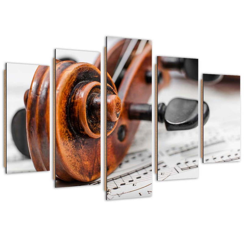 Five piece picture deco panel, Violin and sheet music
