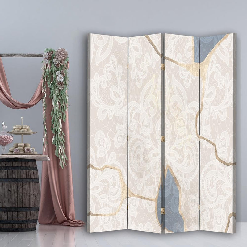 Room divider Double-sided rotatable, Delicate beige pattern