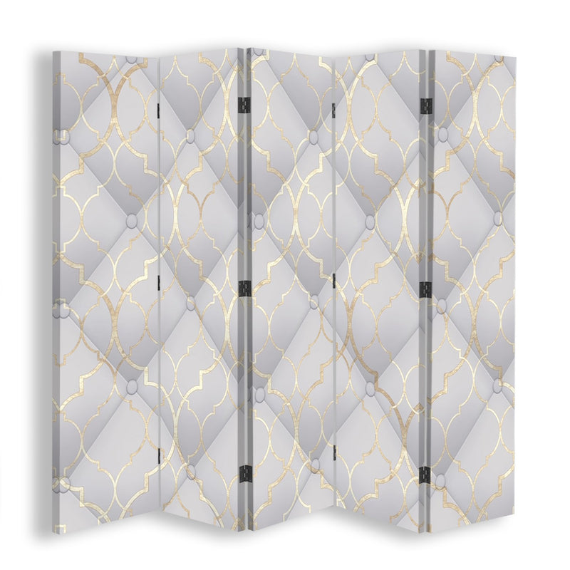 Room divider Double-sided, Moroccan clover in grey