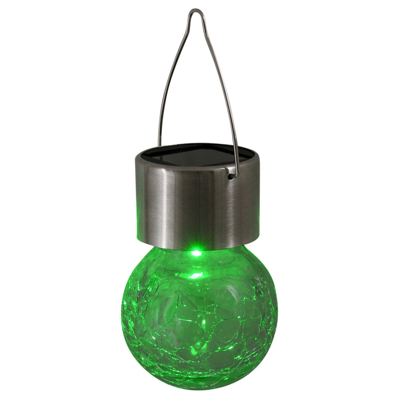 LED Solar Pendant Light h: 9.5 cm Crackle Ball