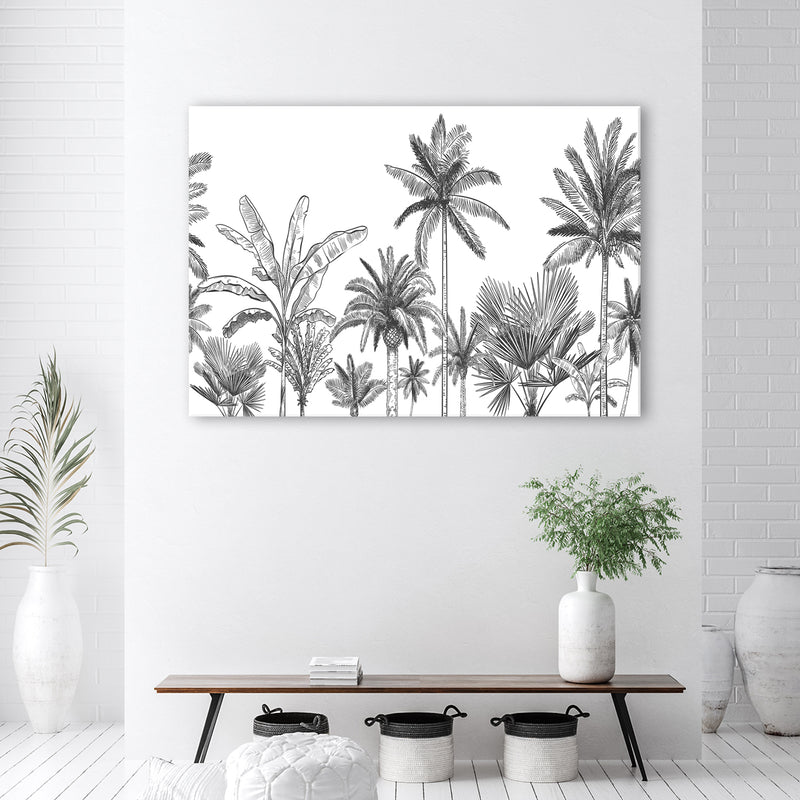 Canvas print, Black and white palms