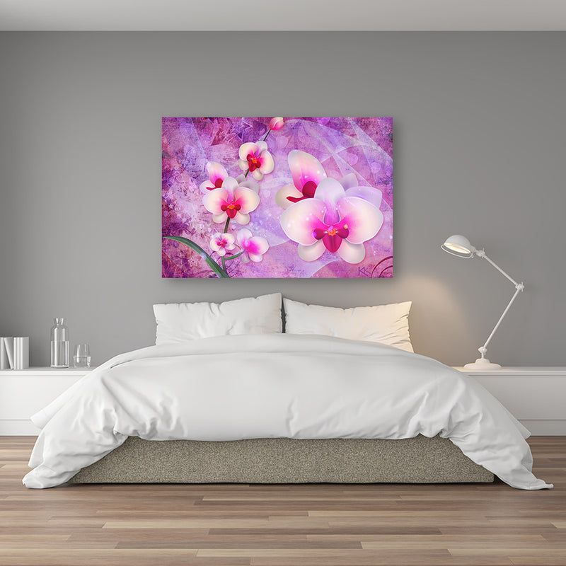 Estampado de panel decorativo, resumen de flores de orquídeas