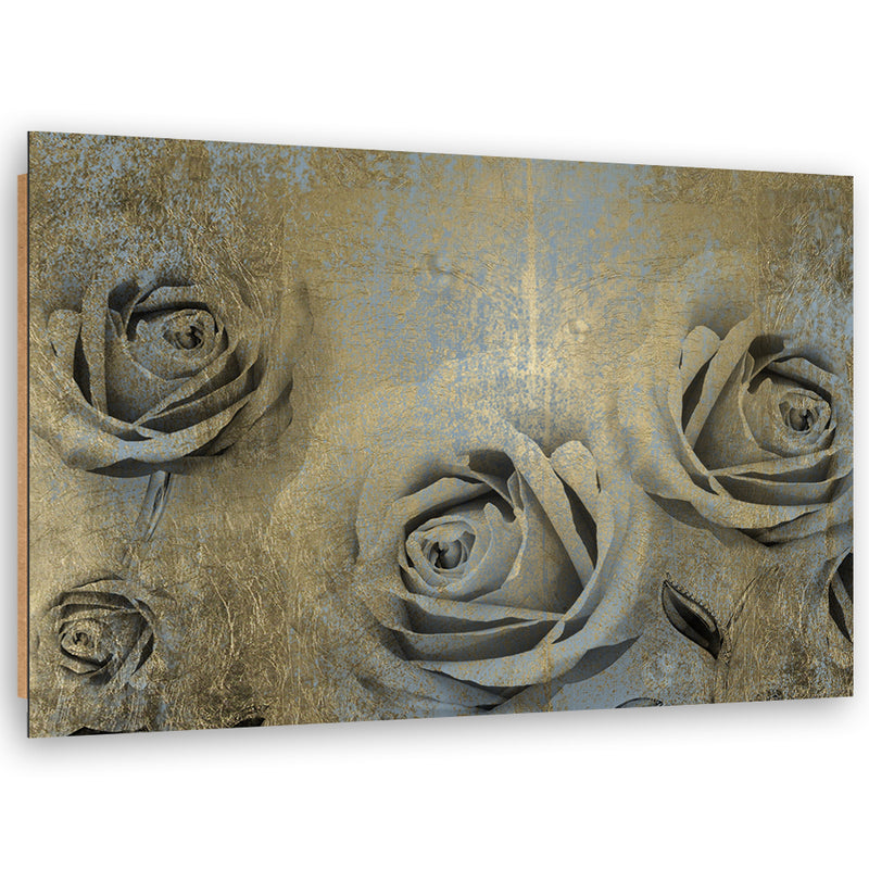 Panel decorativo estampado, Rosas doradas