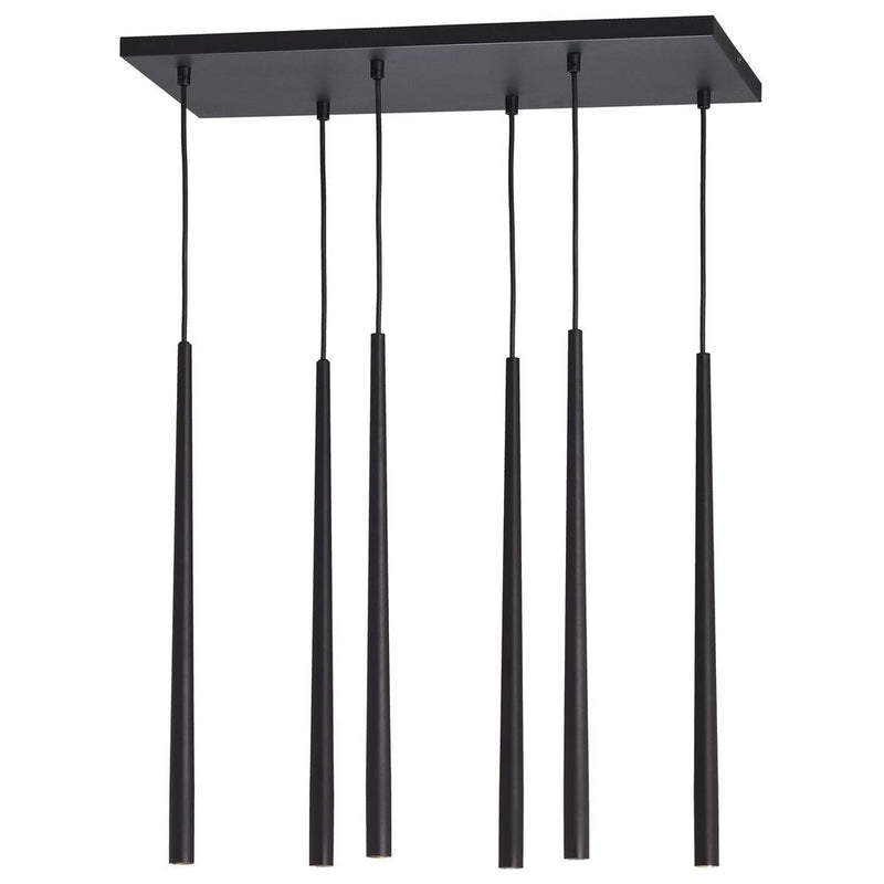 Linear suspension PIANO metal black G9 6 lamps