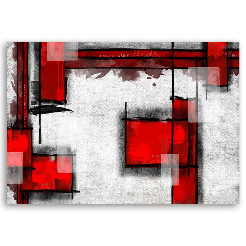 Deco panel print, Geometric abstraction in red
