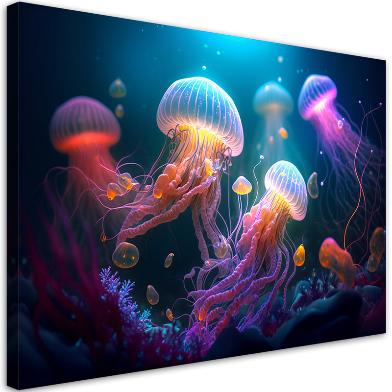 Canvas print, Jellyfish Neon Abstraction