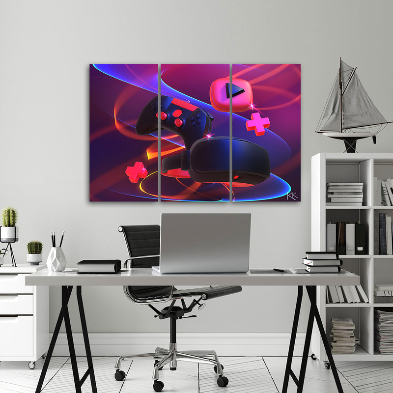 Three piece picture canvas print, Gaming kit controller