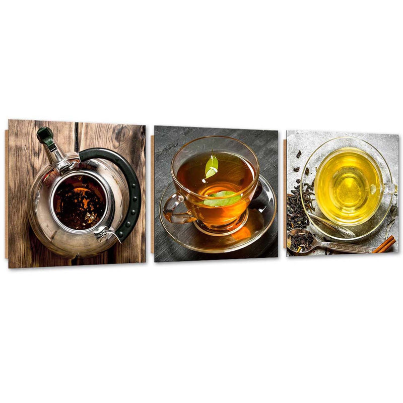 Set of three pictures deco panel, 3 teas