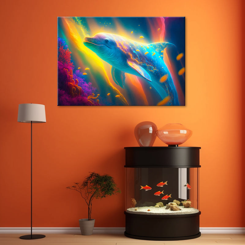 Canvas print, Neon whale