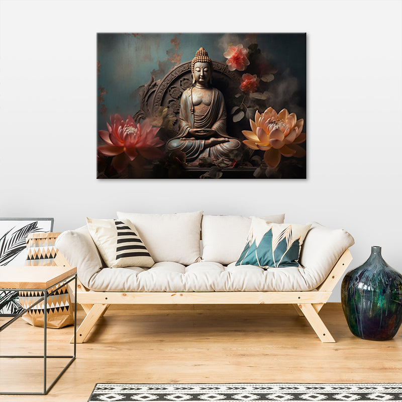 Canvas print, Buddha Zen Flowers
