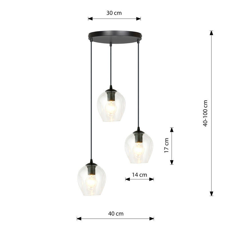 ISTAR pendant lamp 3L, D14 black, E27