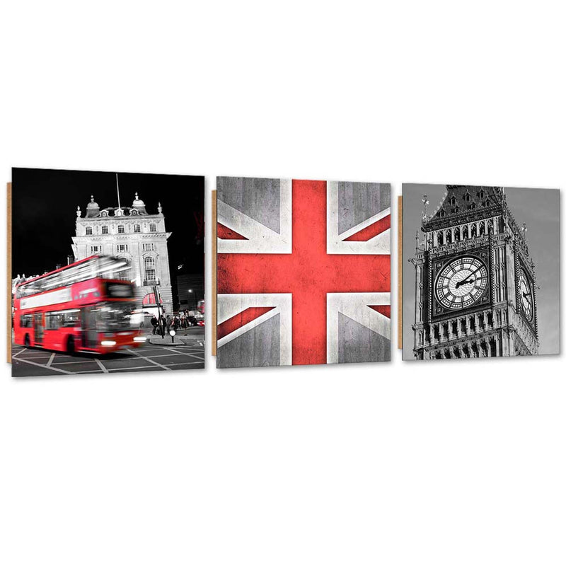 Set of three pictures deco panel, Memories of london