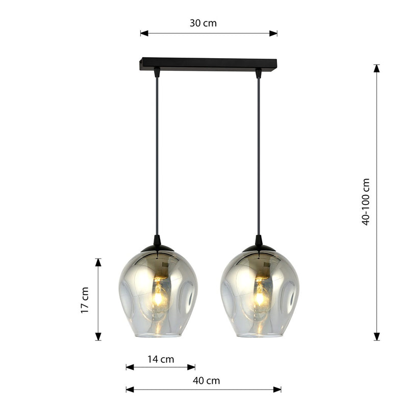 ISTAR pendant lamp 2L, D14 black, E27