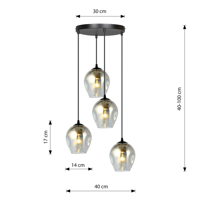 ISTAR pendant lamp 4L, D14 black, E27