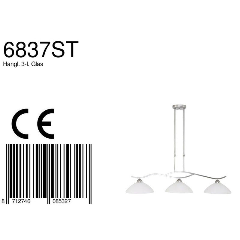 Pendant Capri glass steel E27 3 lamps