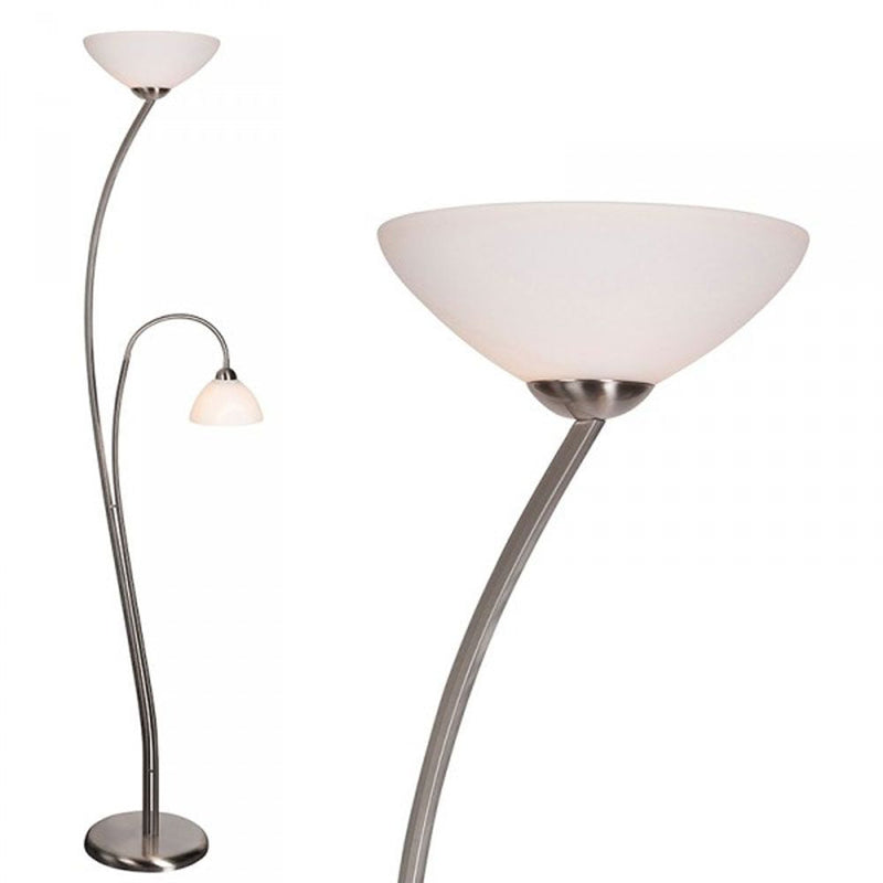 Floor lamp Capri glass steel E27 2 lamps