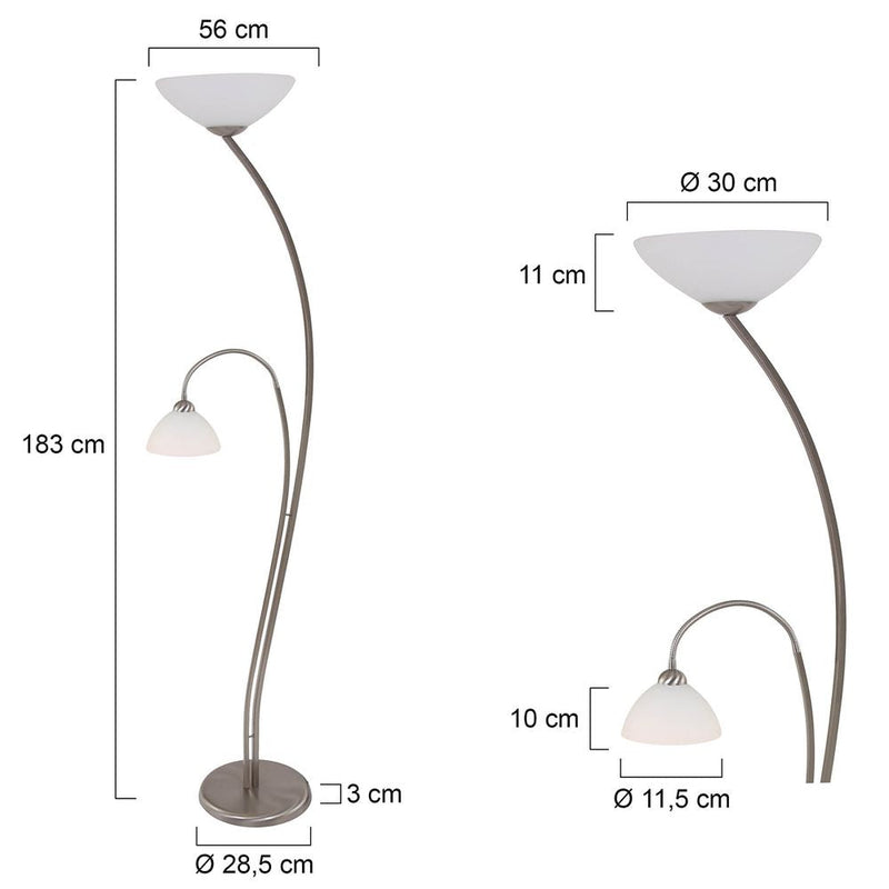 Floor lamp Capri glass steel E27 2 lamps