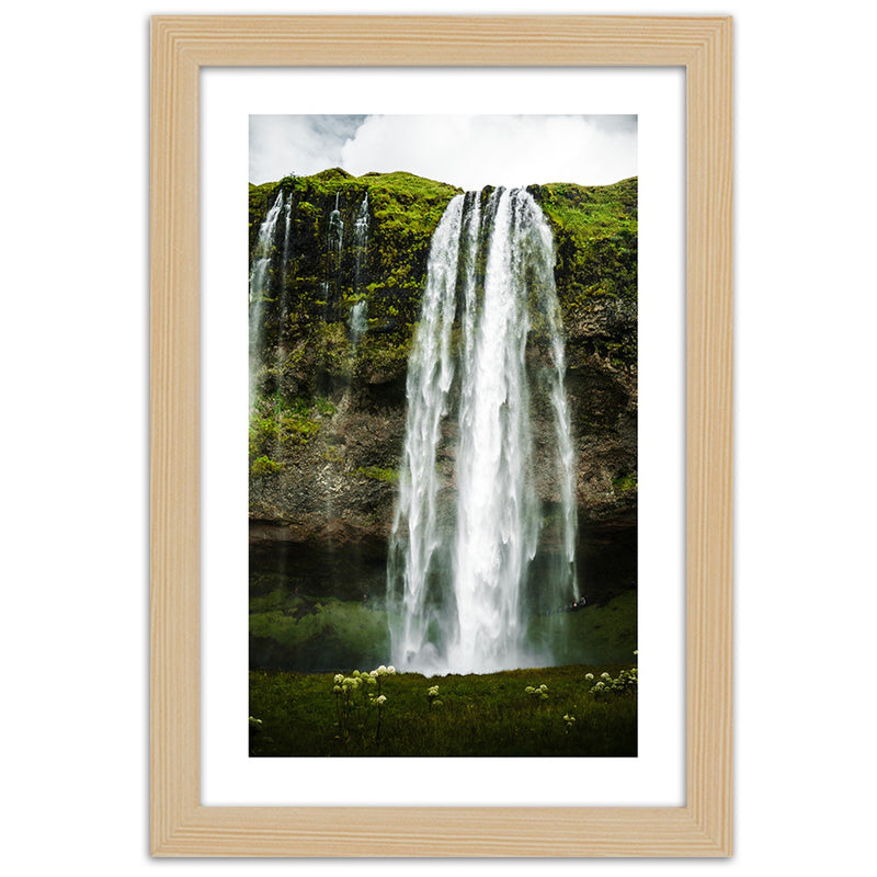 Picture in natural frame, Waterfall in the green mountains
