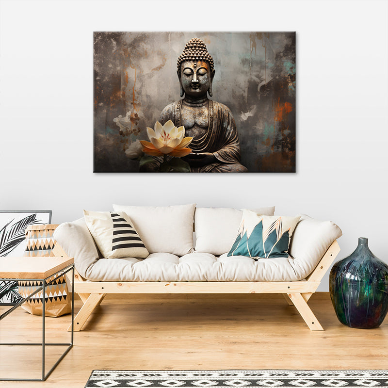 Cuadro en lienzo, Resumen de Buda meditando