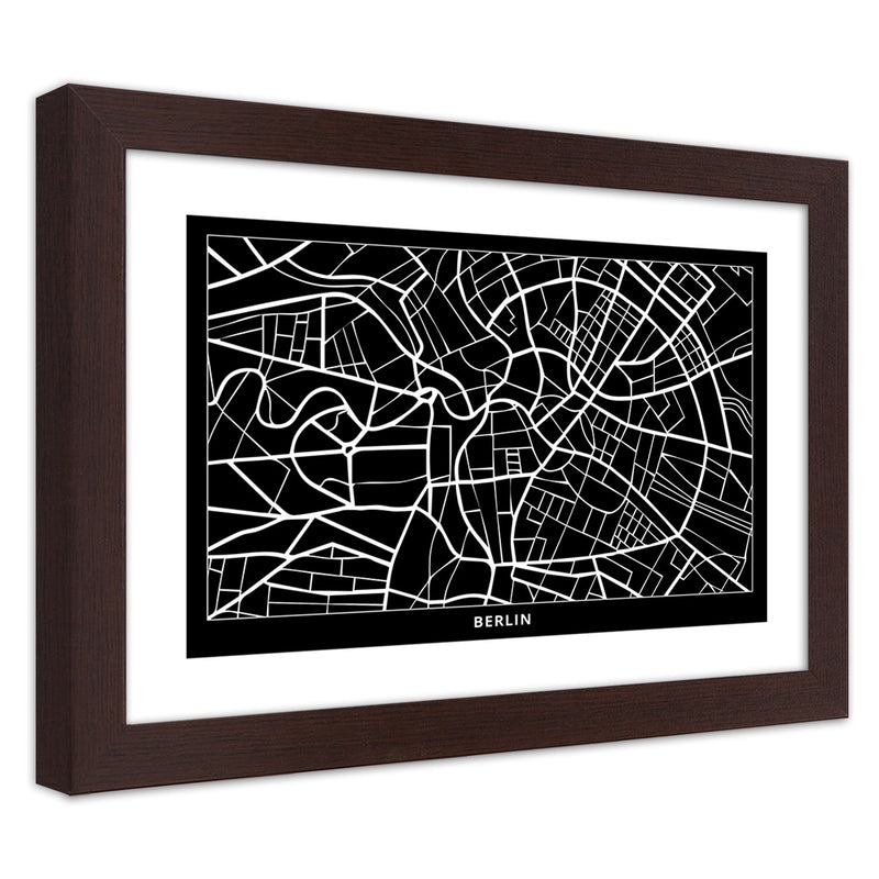 Picture in brown frame, City plan berlin