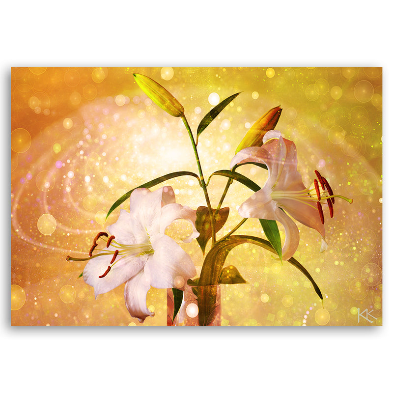 Deco panel print, Lily on yellow background