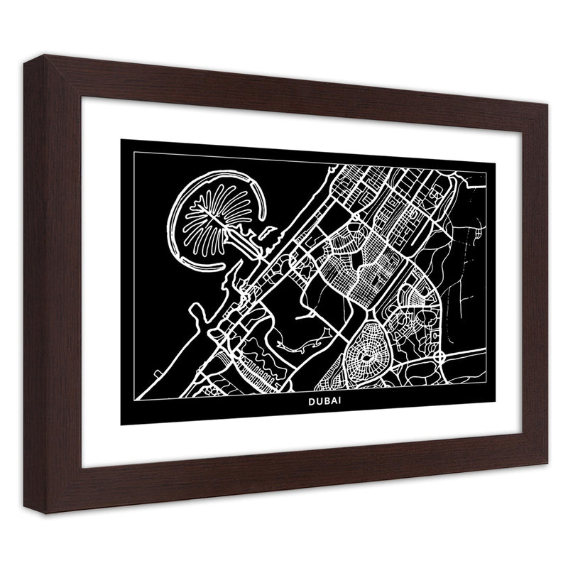 Picture in brown frame, City plan dubai