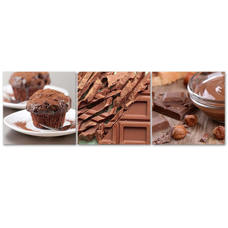 Set of three pictures canvas print, Sweet chocolate