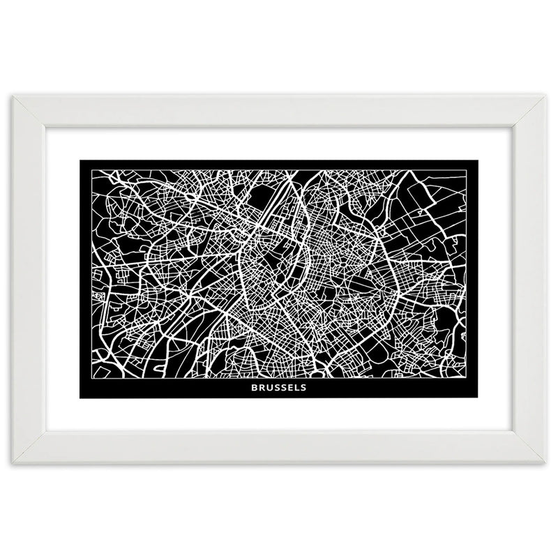 Picture in white frame, City plan brussels