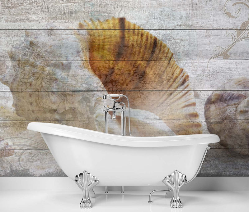 Wallpaper, Shells in vintage style