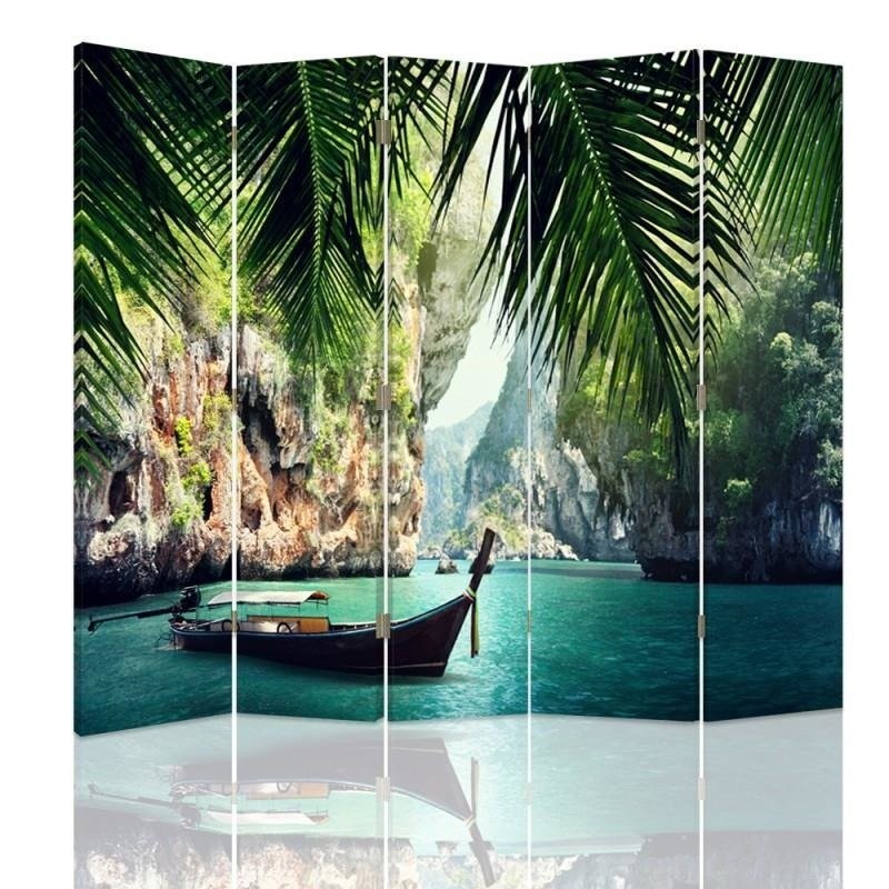 Room divider Double-sided, Boat in the tropics