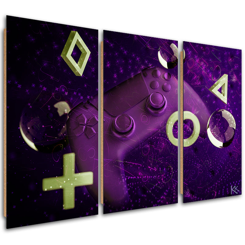 Panel decorativo con imagen de tres piezas, consola de juegos