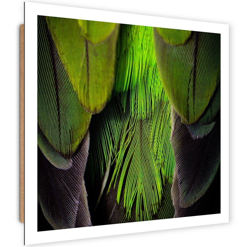 Deco panel print, Lime-coloured feathers