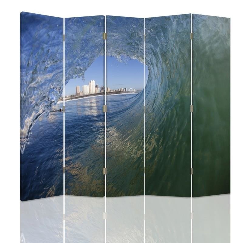 Room divider Double-sided, Wave with city view
