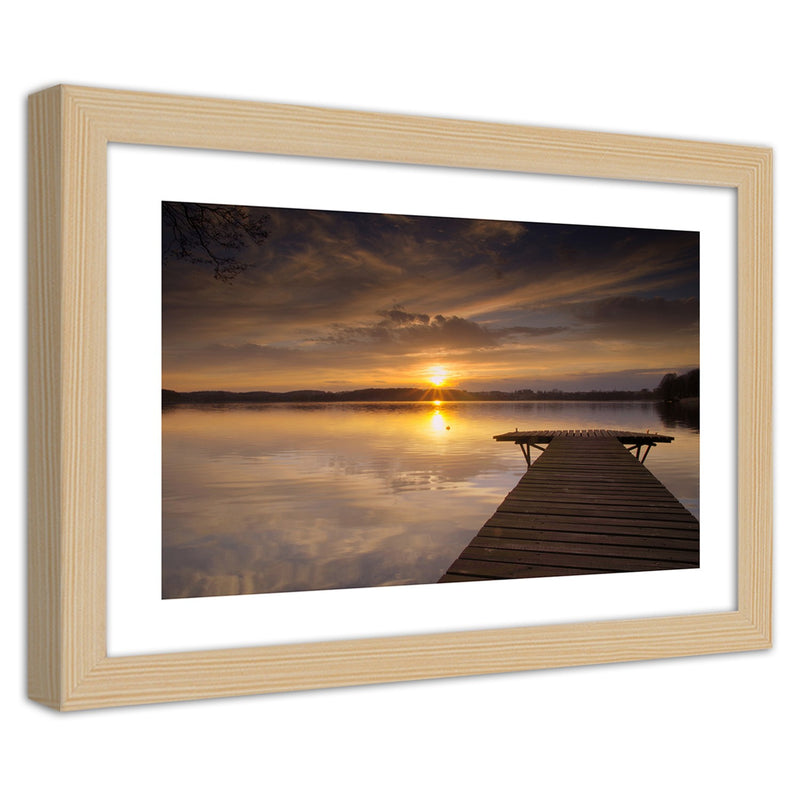 Picture in natural frame, Pier on a lake