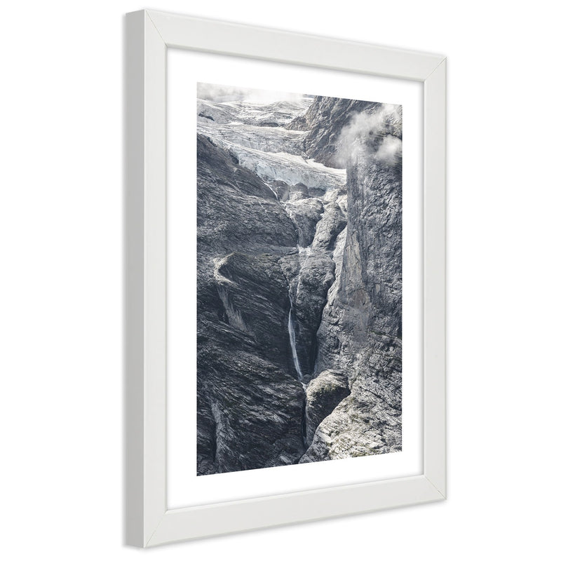 Picture in white frame, View on the rocks