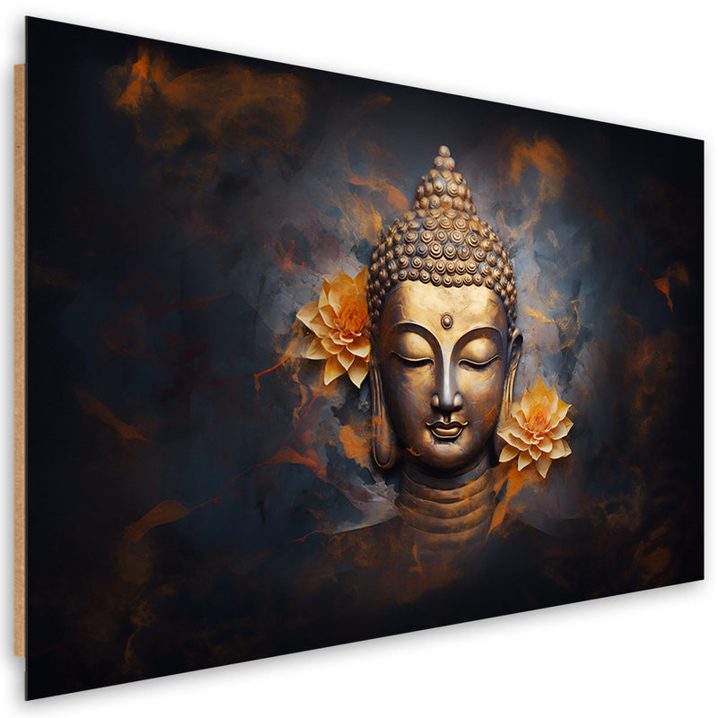 Cuadro de panel decorativo, abstracto de Buda dorado