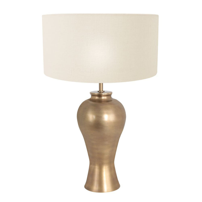 Table lamp Brass linen bronze E27