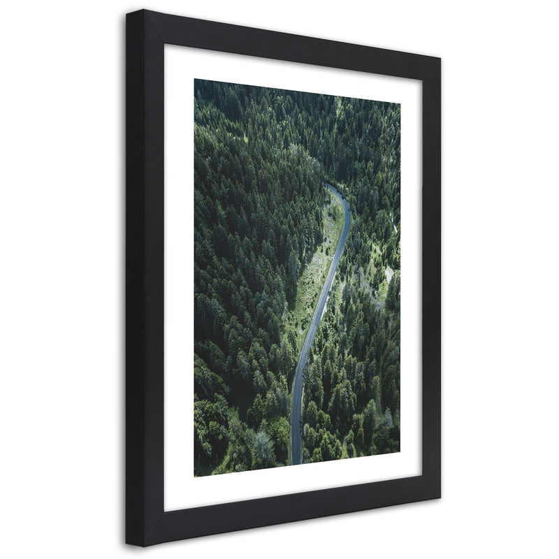 Picture in black frame, Road in the forest