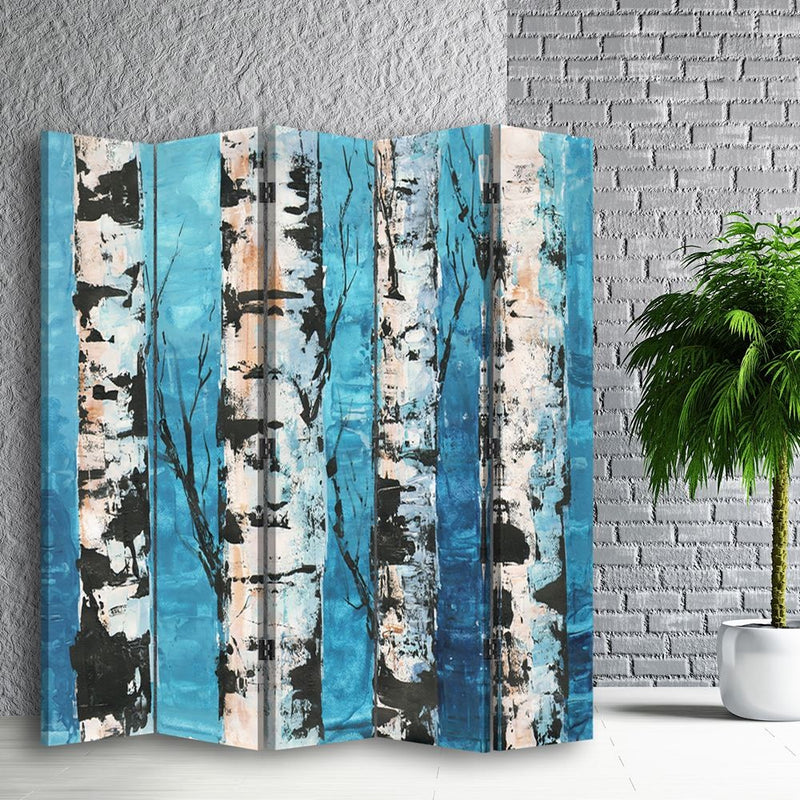 Room divider Double-sided rotatable, Birch Tree Trunks