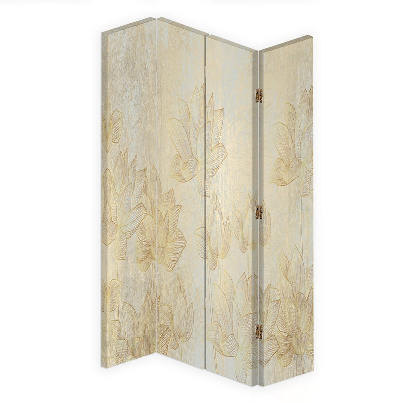 Room divider Double-sided rotatable, Golden flowers