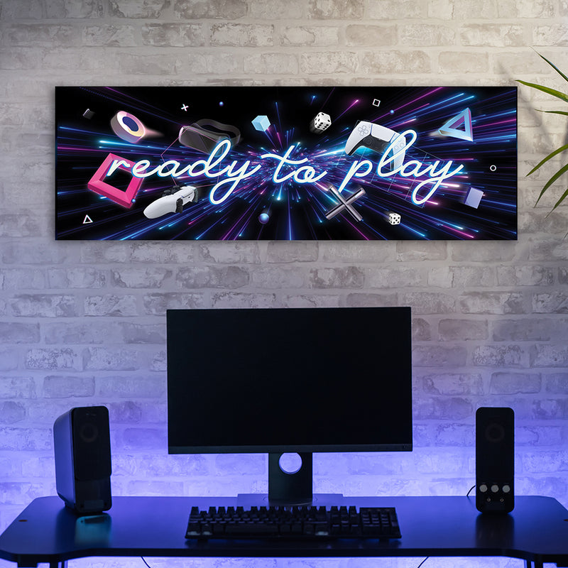 Canvas print, Ready to play gaming inscription