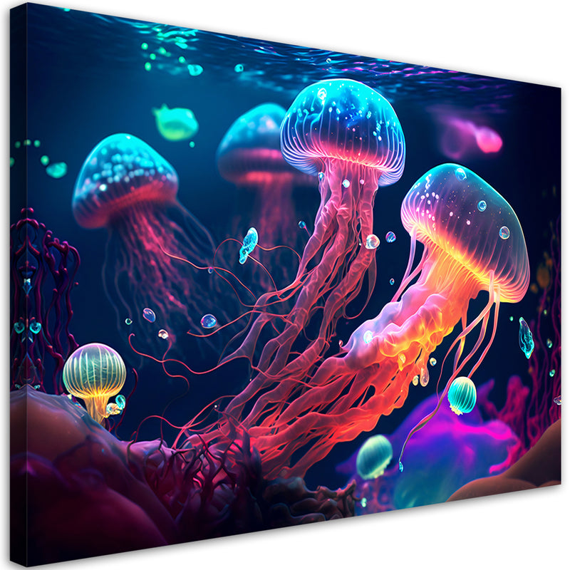 Canvas print, Neon sea jellyfish