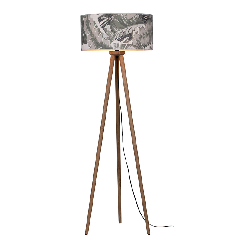 Madera Wooden FSC Floor Lamp 1xE27 Max.60W Oak Oak Oiled/Transparent PVC Cable/Gray-Green FSC Wallpaper