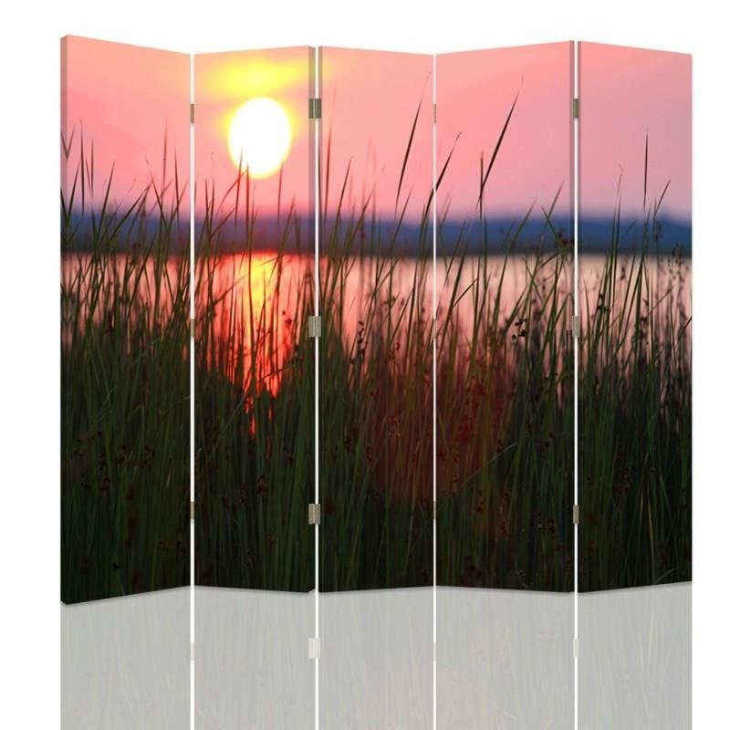 Room divider Double-sided, Sunset on the lake