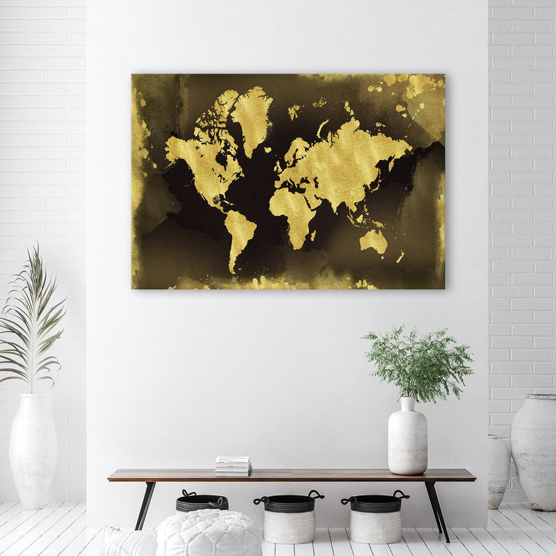 Estampado de panel decorativo, Continentes dorados vintage