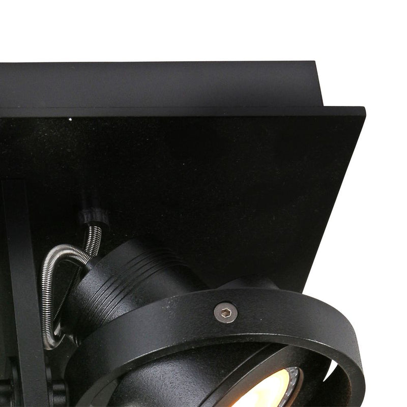 Flush mount Quatro metal black GU10 4 lamps