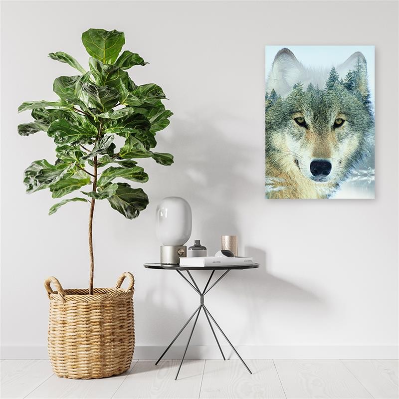 Canvas print, Wolf in the forest background