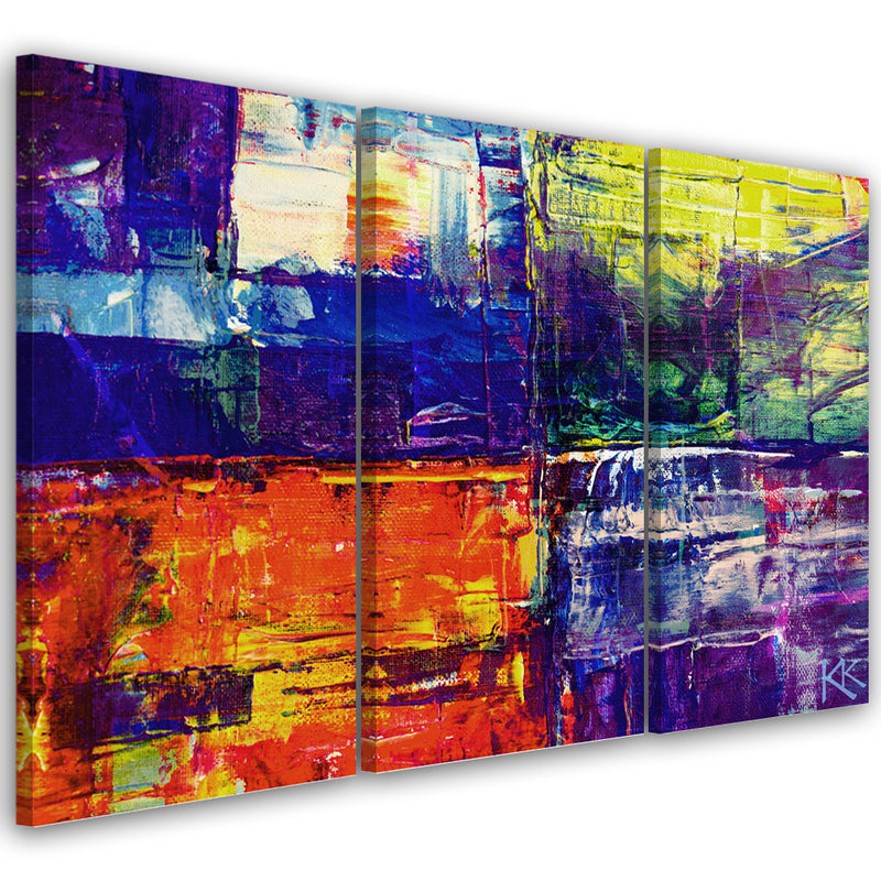 Three piece picture canvas print, Colorful abstract hand painted